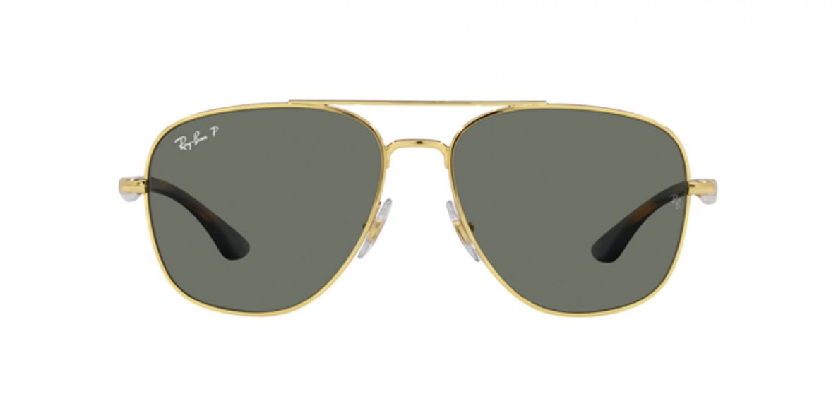 RayBan RB3683 001/58 56عینک آفتابی ریبن 3683 خلبانی 56 میلی متری عدسی سبز و فریم فلزی طلایی| عینک نور